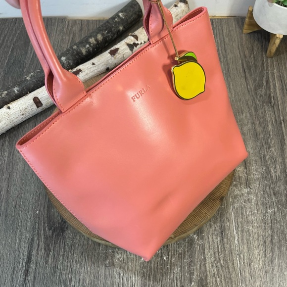 Furla | Pink Leather mini Tote Bag W 8 1/2,   H 9. Any other questions? - Picture 5 of 16